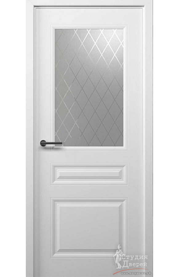 Полотно дверное ПО Стиль 2 Эмаль белый, стекло рубин (фрезеровка под замок)